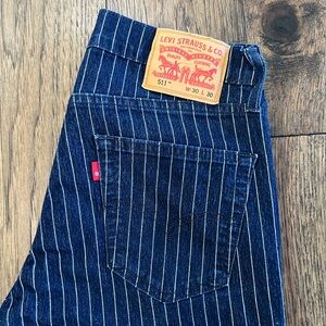 Levi's Slim Fit Pinstripe Jeans - Dark Blue